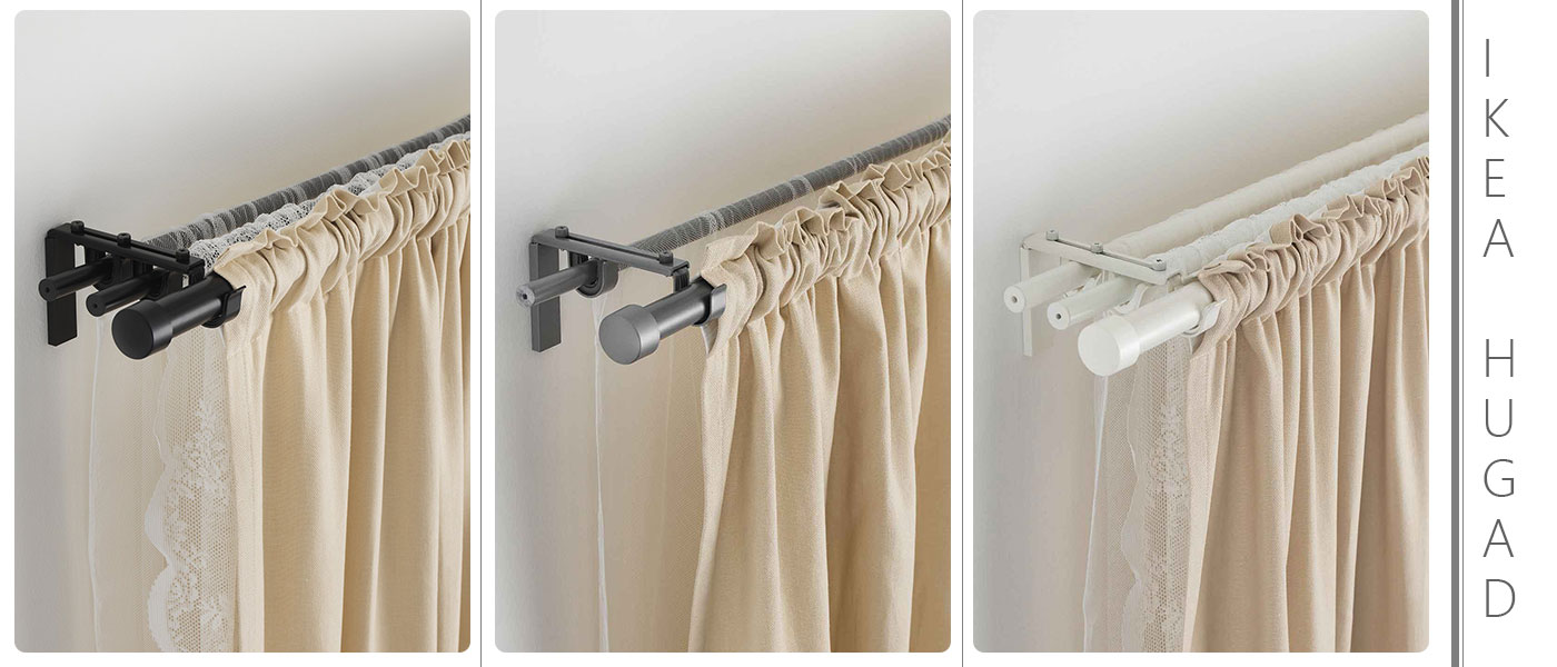 چوب پرده ایکیا مدل IKEA HUGAD طول 210 تا 385 سانتی متر